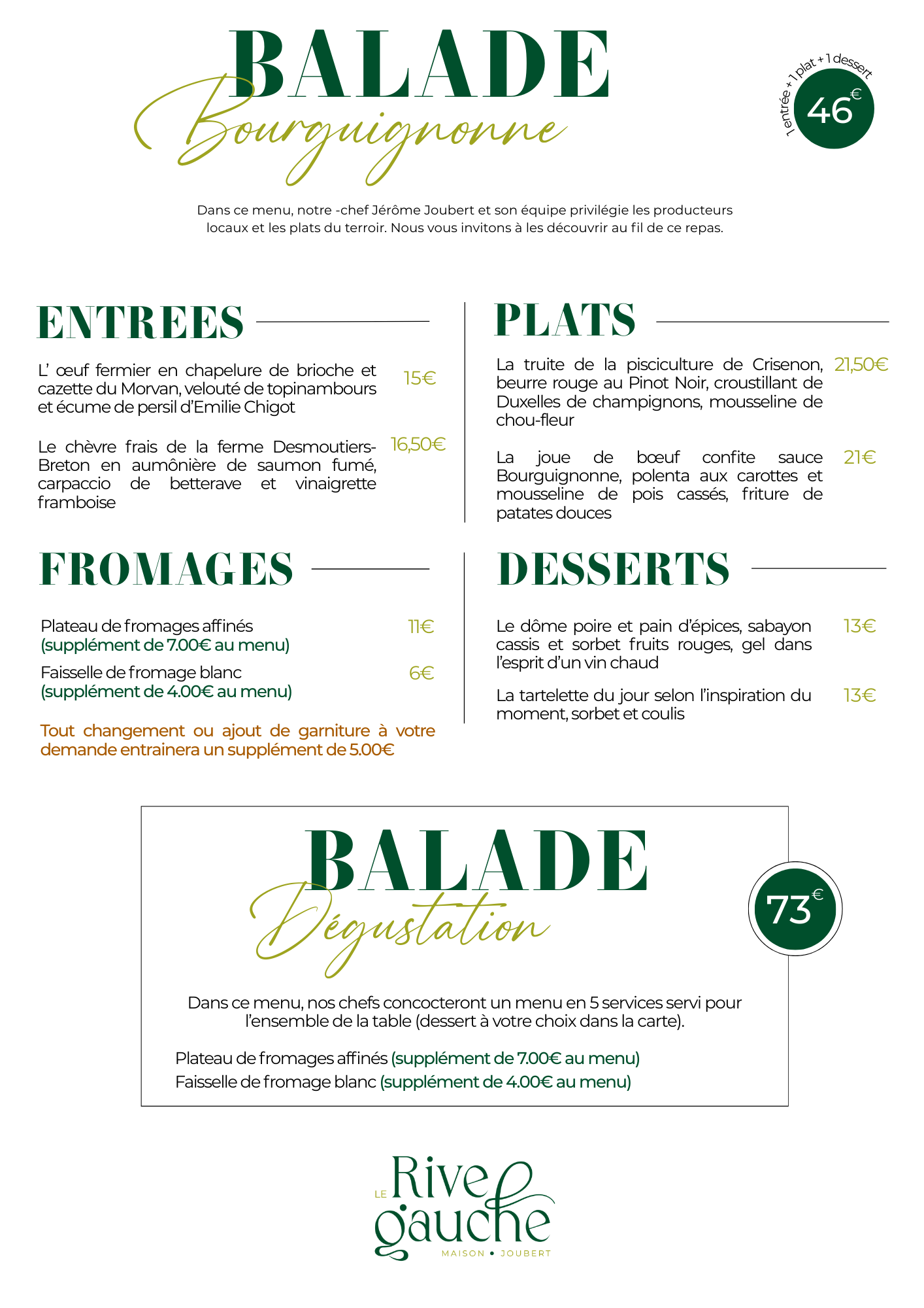 Menu balade Bourguignonne 14 mars 2026